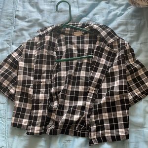 Crop top open button flannel